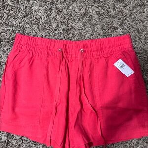 GAP Pink High Waist Shorts with Elastic Waistband Linen Blend size M BNWT